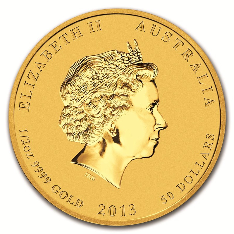 Золотая монета Австралии "Лунный календарь II - Год Змеи" 2013 г.в., 15,55 г.в. чистого золота (Проба 0,9999)