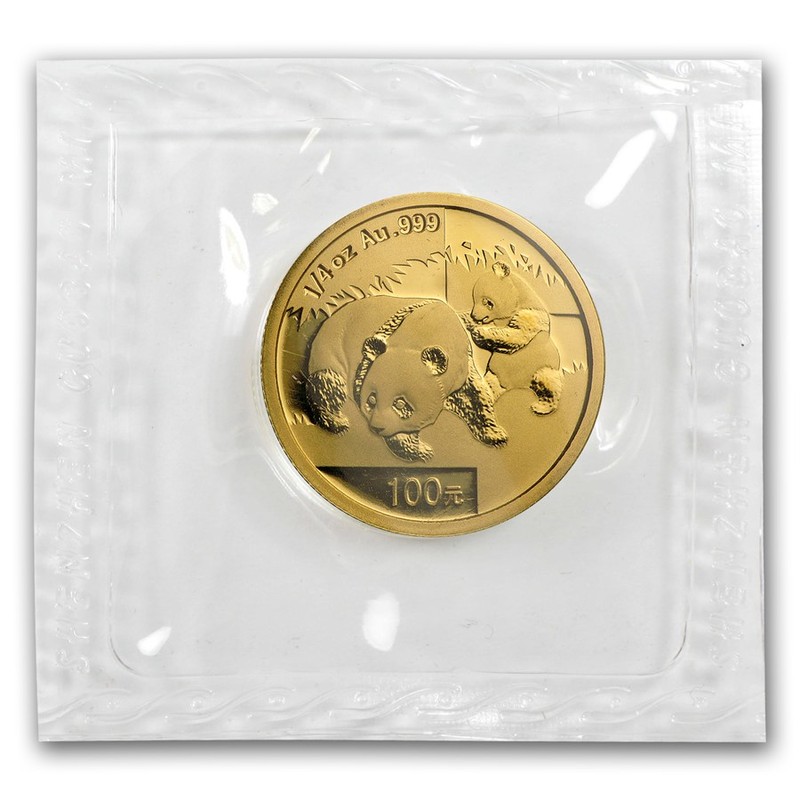 Золотая монета Китая «Панда»  2008 г.в., 7.78 г чистого золота (проба 0.999)