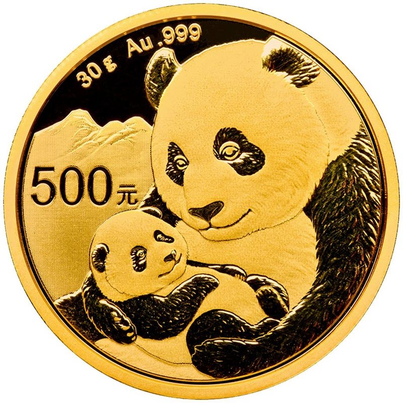 Золотая инвестиционная монета Китая - Панда 2019 г.в., 30 г чистого золота (проба 999)