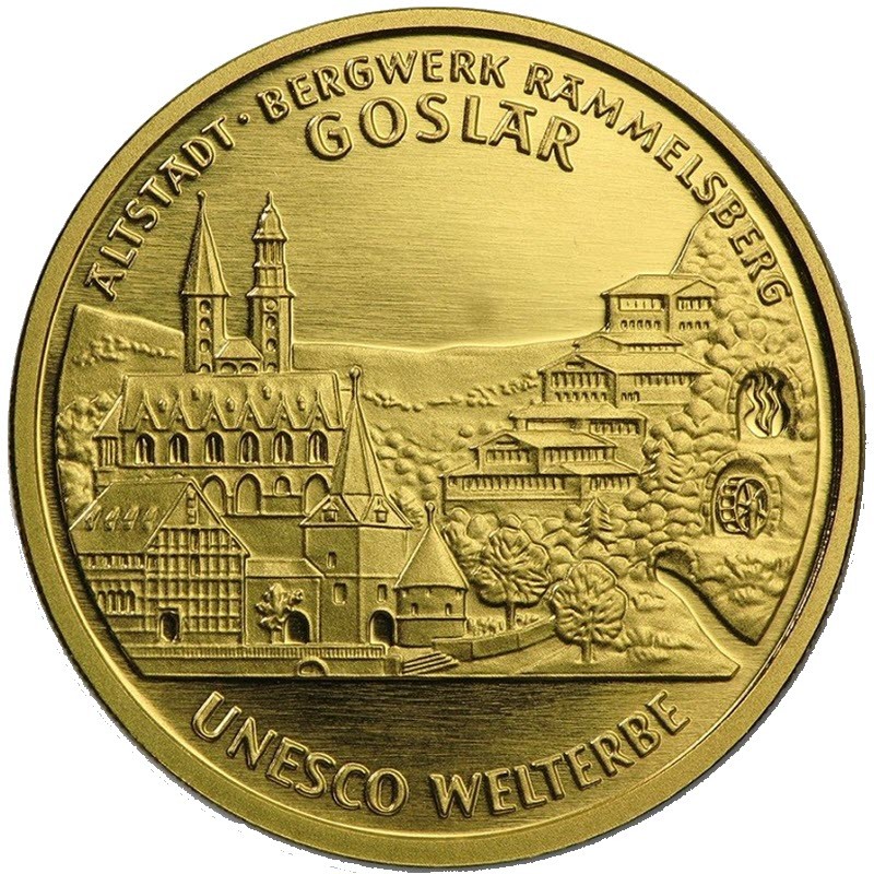 Золотая монета Германии «Всемирное наследие ЮНЕСКО - Гослар» 2008 г.в., 15.55 г чистого золота (проба 0.9999)