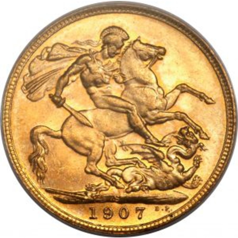 Золотая монета Великобритании "Соверен Эдуарда VII (1901-1908 г.г.), 7.32 г чистого золота (Проба 0,917)