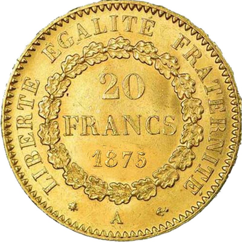Золотая монета Франции «Золотой ангел - 20 франков» 5.81 г чистого золота (Проба 0,900)